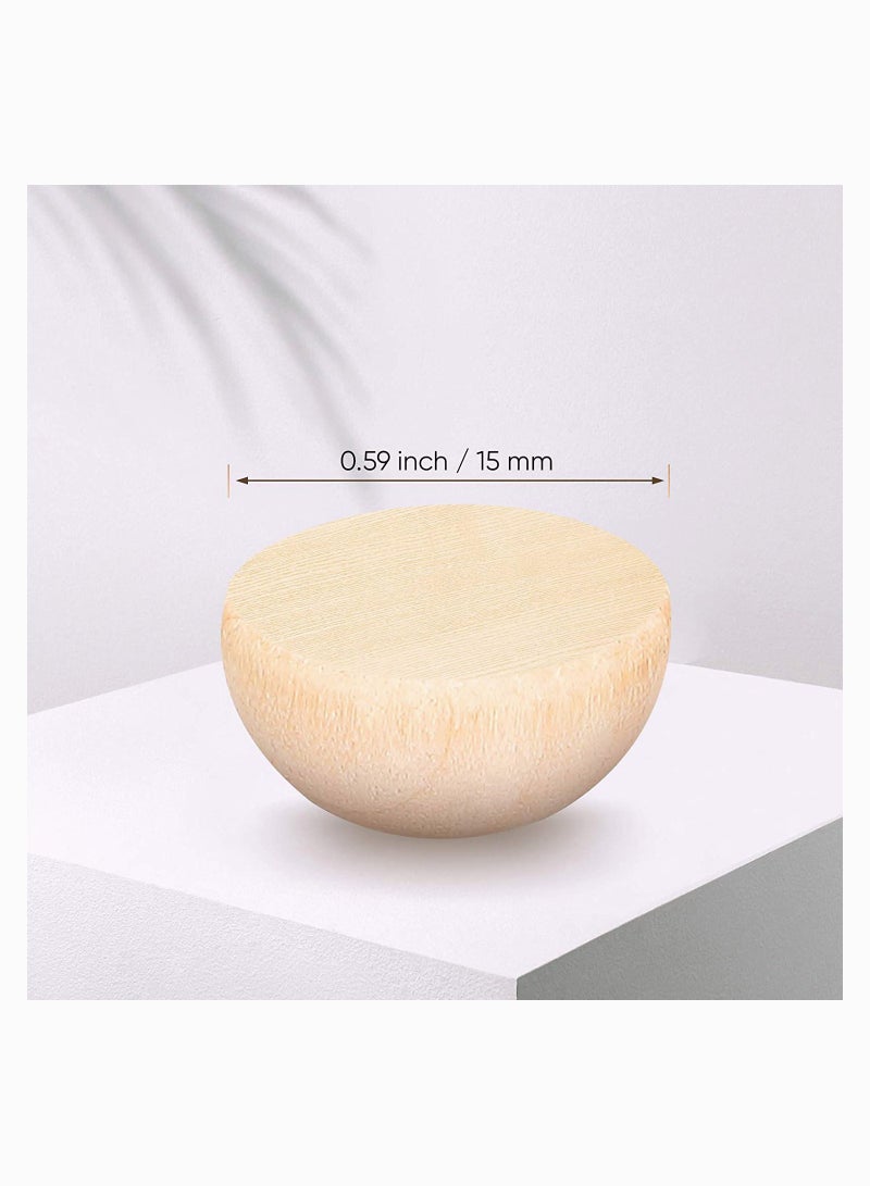 Wooden Beads, 200 Pieces Half Wooden Balls Unfinished Split Wood Balls Half Crafts, Mini Half Craft Ball Beads, Natural Balls for Paint DIY Ornament DIY Projects Crafts Arts (15 mm) - Image 3