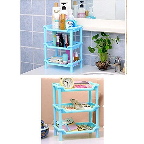 Vepson Multifunctional Detachable 3 Layer Rectangular Plastic Bathroom Organizer Kitchen Shelf Shelves Storage Rack - Image 1