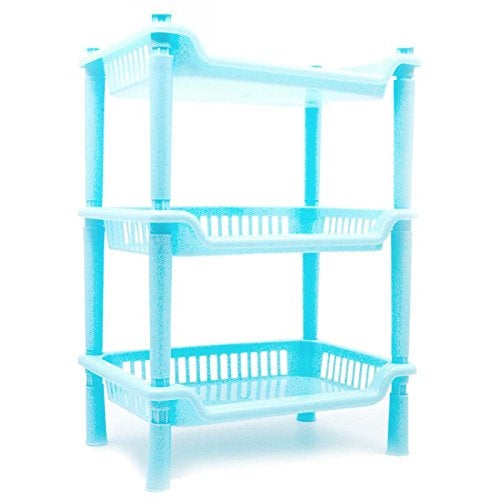 Vepson Multifunctional Detachable 3 Layer Rectangular Plastic Bathroom Organizer Kitchen Shelf Shelves Storage Rack - Image 3