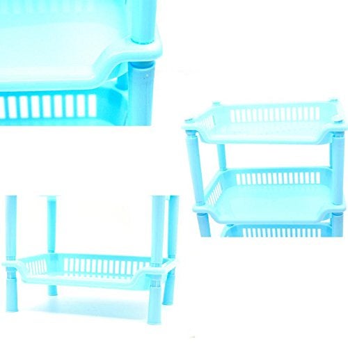 Vepson Multifunctional Detachable 3 Layer Rectangular Plastic Bathroom Organizer Kitchen Shelf Shelves Storage Rack - Image 4