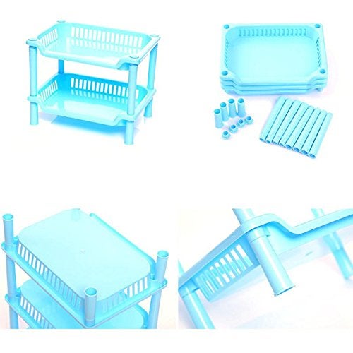 Vepson Multifunctional Detachable 3 Layer Rectangular Plastic Bathroom Organizer Kitchen Shelf Shelves Storage Rack - Image 5