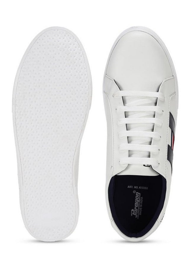 Paragon - PARAGON K1025G Leather Look Casual Sneakers for Men with Ultra Soft Ankle Support, Cushioned Insoles, Lace up for Good Fitting | Comfortable, Lightweight & Durable | Ideal for Outdoor Use White - Image 1