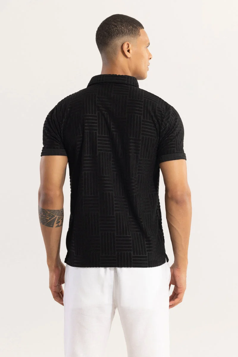 SNITCH Black Quintet Black Polo T-Shirt for Men | Best Price UAE
