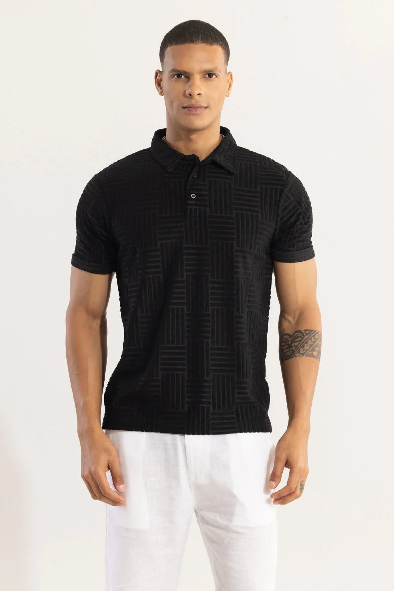 SNITCH Black Quintet Black Polo T-Shirt for Men | Best Price UAE