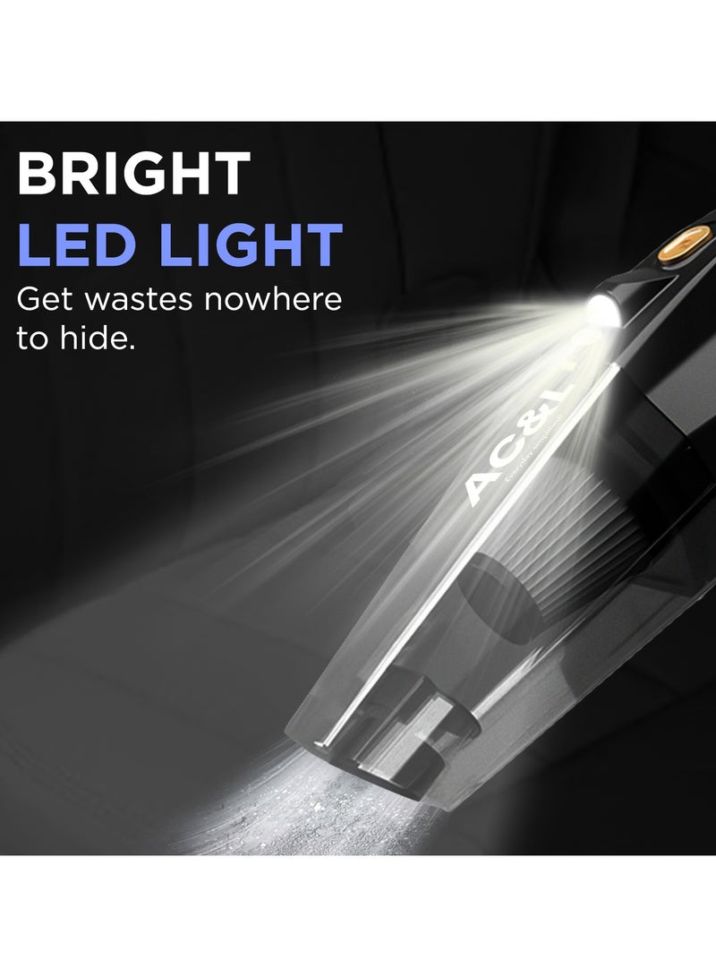 AC&L AC&L Portable Handheld Wireless Car Vacuum Cleaner With LED Light, High Power, Quick Recharge, Strong Cyclonic Suction 2000mAh Li-ion Battery Operated With Hepa and Easy Washable Filter - Image 4
