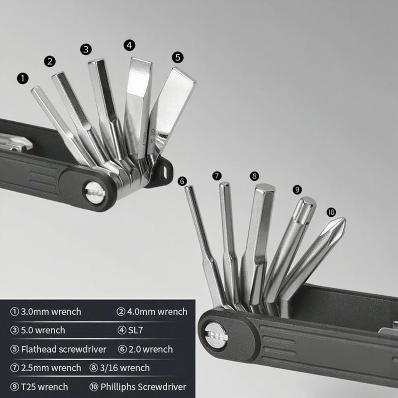10-in-1 Photographer Foldable Wrench Pocket Multitool Set Folding Screwdriver Tool Set with Storage Bag - Image 4