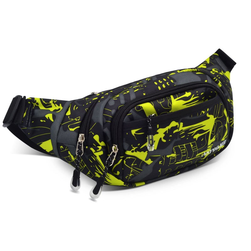 NSYOOMH Crossbody Fanny Pack for Men, 5-Zipper â€‹Pockets Waist Bag, Belt Bag for Running Cycling Travel Walking Hiking Fishing Camping Green - Image 1