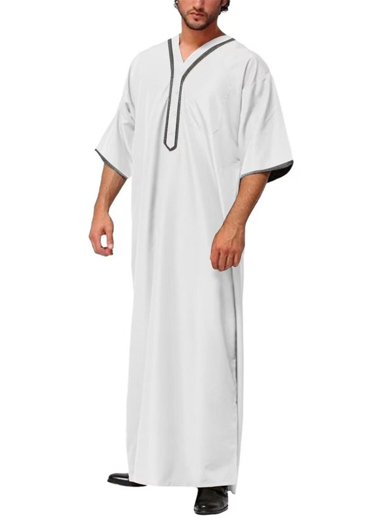 Muslim Men's Loose Abaya Button-Up Shirt - Image 1
