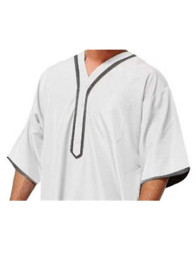 Muslim Men's Loose Abaya Button-Up Shirt - Image 3