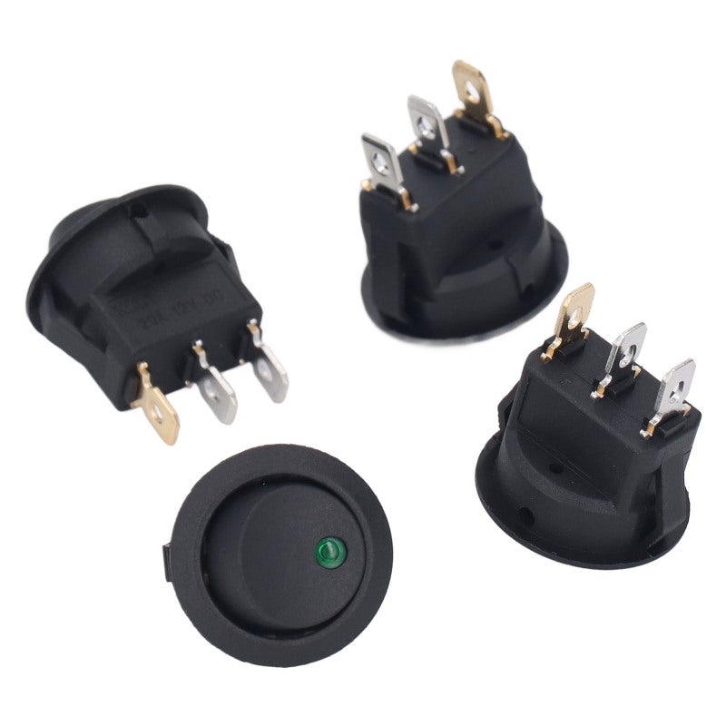 Round Toggle LED Switch: 3 Pin 2 Position Black ABS Housing - Silver Plated Copper Contacts Lock Slot for Automotive Rv Household Appliances - Image 1