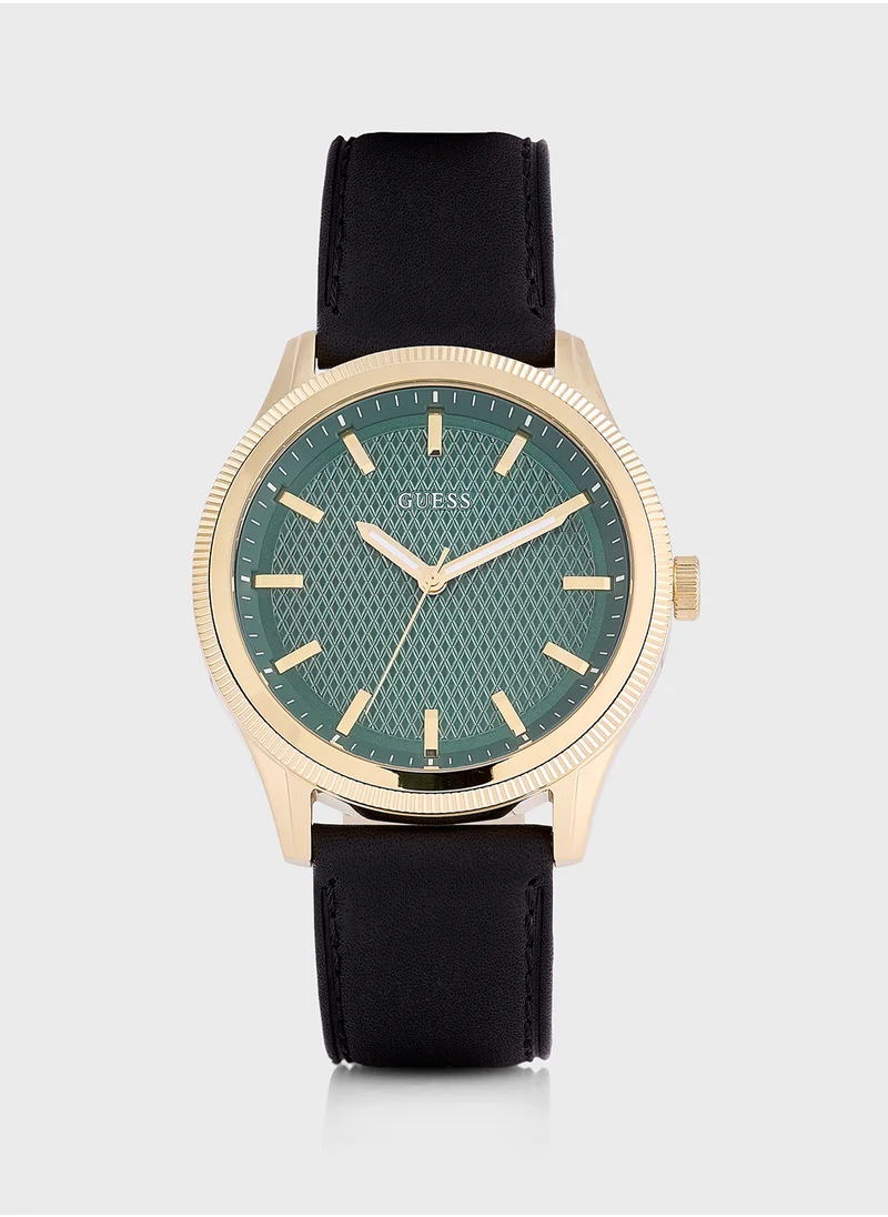 جس Dex Leather Strap Analog Watch