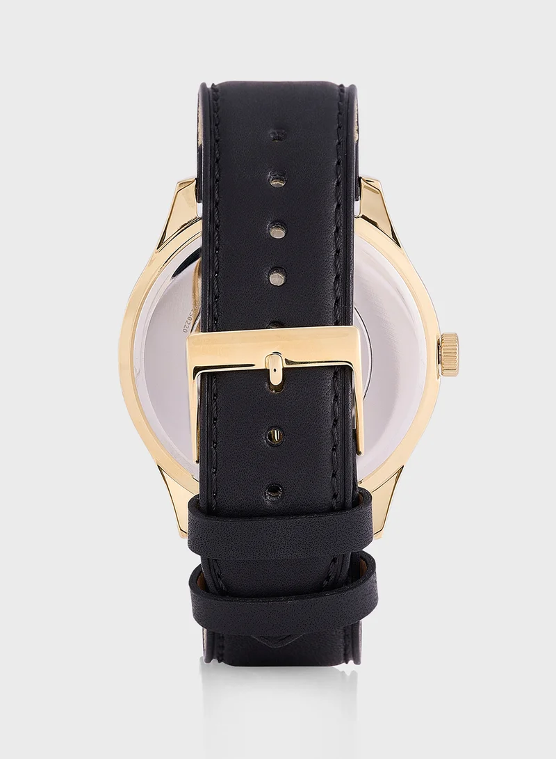 GUESS Dex Leather Strap Analog Watch