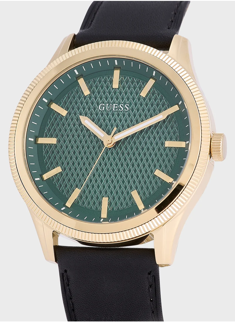 جس Dex Leather Strap Analog Watch
