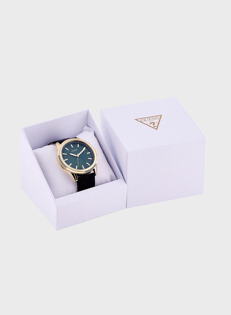GUESS Dex Leather Strap Analog Watch