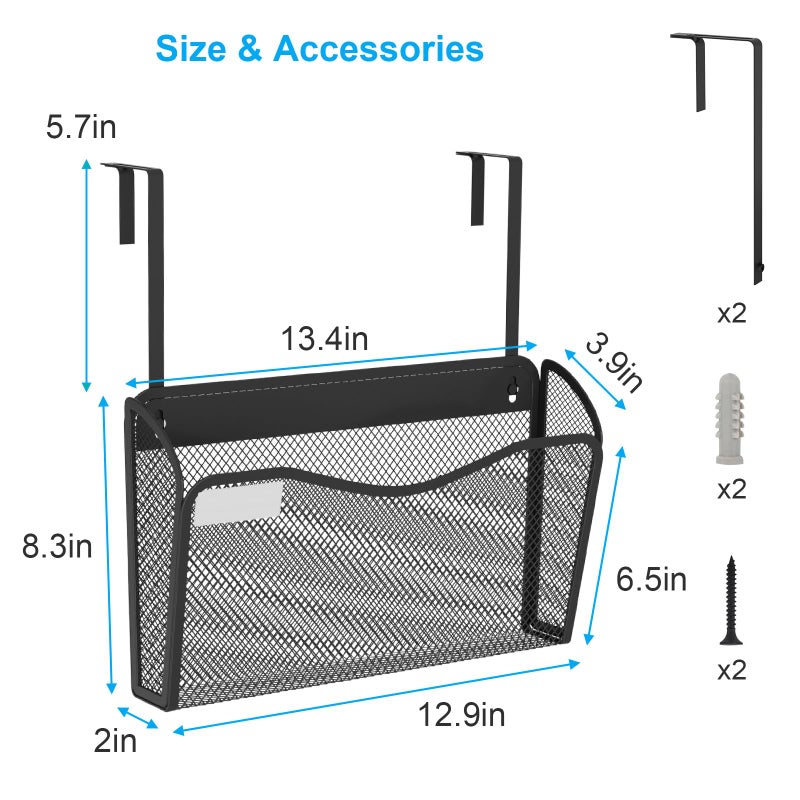 BOHDK Wall File Organizer, Mesh Hanging File Organizer, Home Office Organization and Storage, 1 Pockets Document Magazine Rack - Image 4