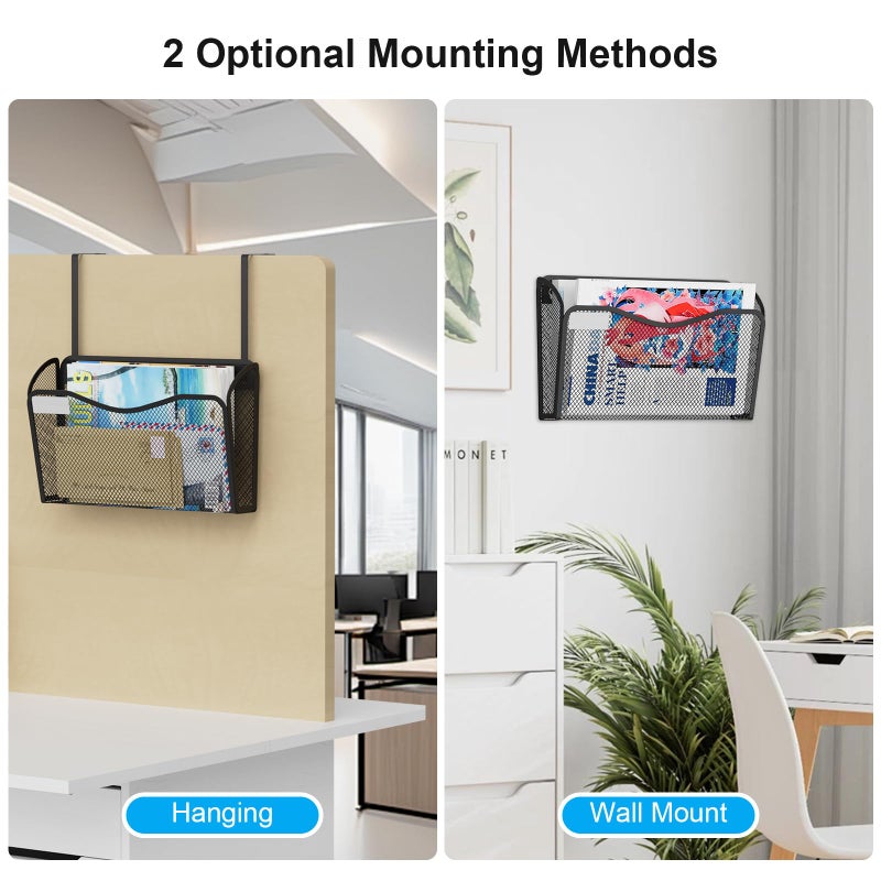BOHDK Wall File Organizer, Mesh Hanging File Organizer, Home Office Organization and Storage, 1 Pockets Document Magazine Rack - Image 5
