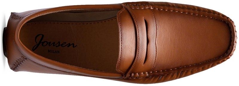 Jousen Men's Loafers Casual Slip On Shoes Soft Penny Loafers for Men Lightweight Driving Boat Shoes (AMY802A Polished Brown 8) - Image 3