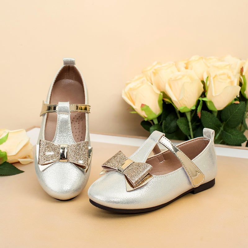Children'S Shoes New Model French-Style Girls' Leather Shoes Shallow Mouth Single Shoes Girls' Bowknot Evening Princess Shoes - Image 1