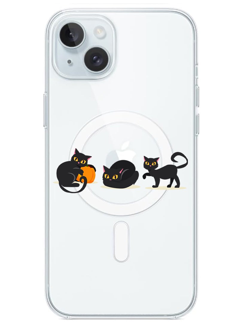 Theodor Magnetic Case for iPhone 15 Plus 6.7-inch Compatible with MagSafe Wireless Charging, Shockproof Phone Bumper Cover Cat pumpkin Halloween-01 - Image 1