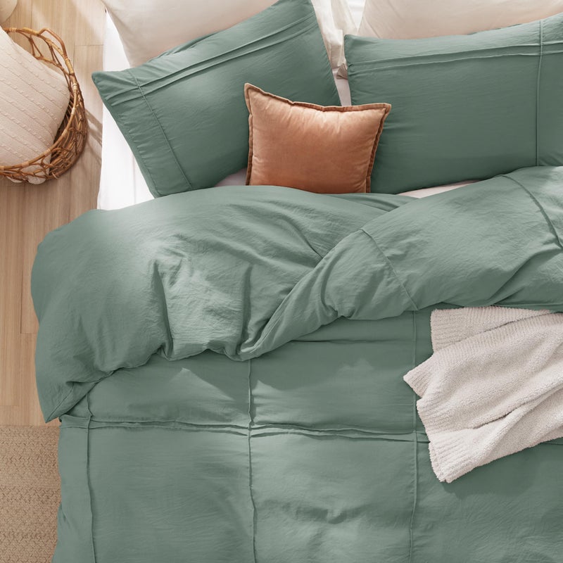 Bedsure Grid Boho 3 Pcs Duvet Cover Set King Size, Shabby Chic Tufted Boho Bedding Set, Includes 1 King Duvet Cover (265 cm x 230 cm) & 2 Pillowcases (50 cm x  90 cm), Green - Image 3