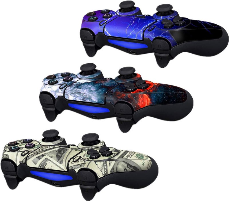 Oiokew غلاف لجهاز تحكم PS4، 3 قطع ملصق فينيل كامل الجسم لجهاز بلاي ستيشن 4 - Image 2