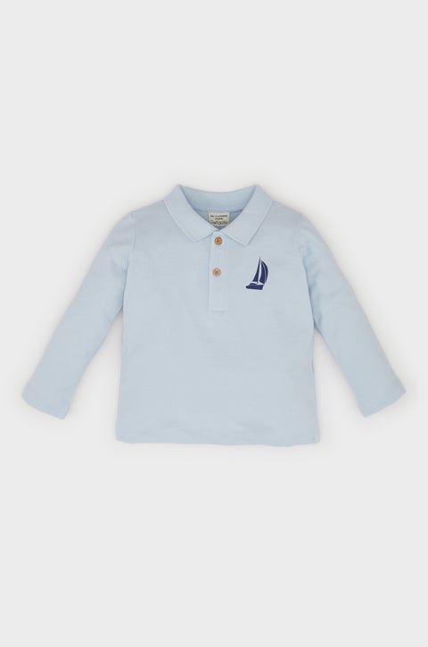 تيشيرت بولو بيبي بيكيه كم طويل قصة عادية بطبعة بحر