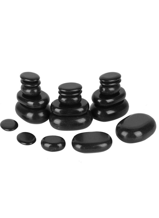 silvercnc - 20Pcs/Set Massage Stones, Hot Rock Massages, Hot Spa Black Basalt Oval Shape Stone Hot Stones for Massage for Essential Oil Pedicure Massage Body Relaxation - Image 1
