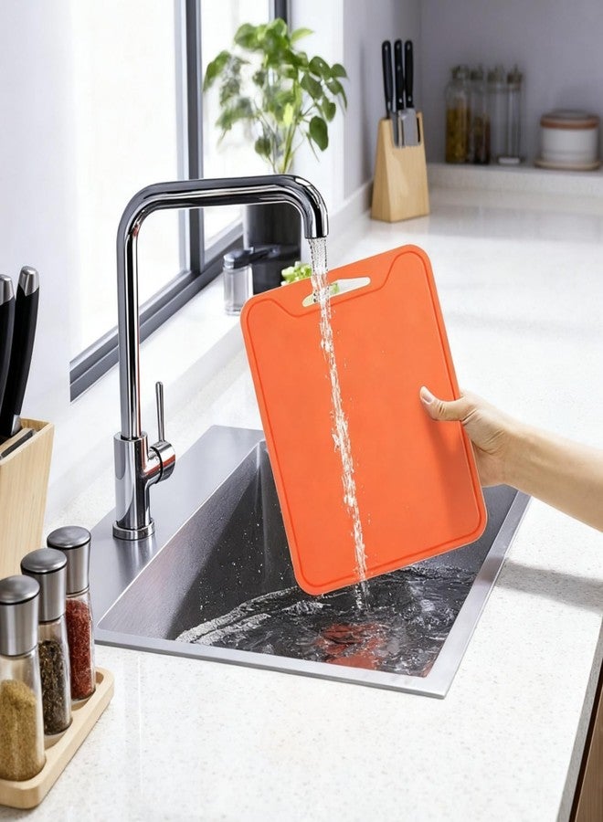 Jerliflyer Silicone Cutting Board,8.6 * 11.8in BPA Free Flexible Kitchen Chopping Board for Meat, Vegetables and Fruit,Dishwasher Safe(Orange) - Image 5