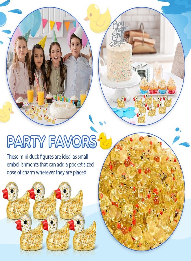 Barydat 800 Pack Glitter Mini Resin Ducks Bulk Mini Ducks Pranks Hide Miniature Figures Tiny Resin Animals for DIY Projects Garden Dollhouse(Yellow) - Image 4