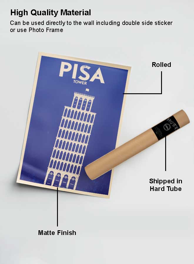 LOWHA Poster Painting Art With Four Separate Pieces Of Double-Sided Stickers Pisa Tower For Home Bedroom Living Room And Office Decor  - Image 2