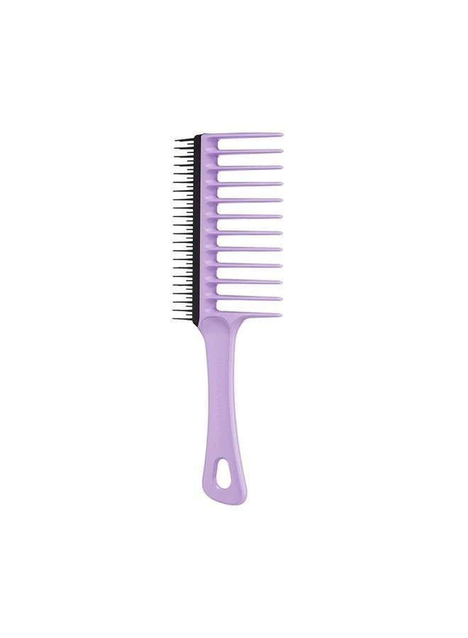 TANGLE TEEZER تانجل تيزر | مشط واسع الأسنان للشعر المجعد | مشط فك تشابك مزدوج الجوانب للأسنان الواسعة للشعر من 3c إلى 4c | ليلك - Image 1
