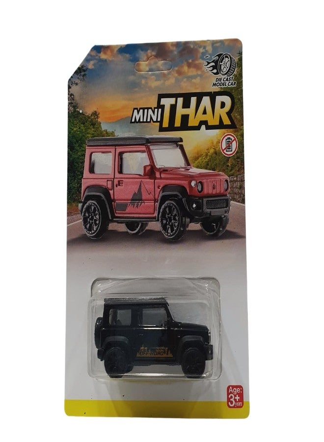 MINIMOTO MINI Jimny Die Cast Alloy Metal Model Car 1:64 Scale Size Toy Race Car Toy Vehicles Motor Vehicles Birthday/Return Gift for Kids Child 3+ Years Small Thar G-Wagan Jeep (Black) - Image 1