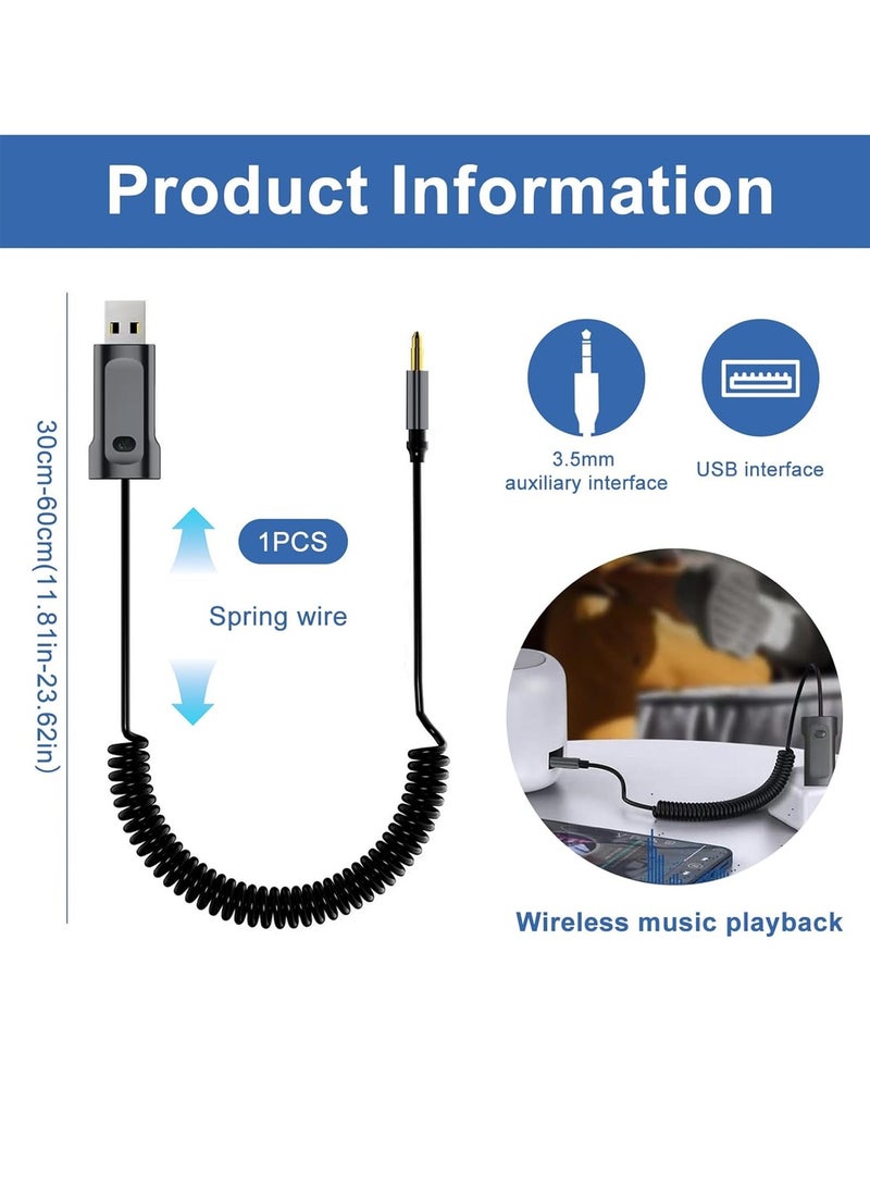 Chappeline UX02 Wireless Adapter Car USB Bluetooth Receiver 3.5mm BT Car Wireless Audio Receiver - Black - Image 4