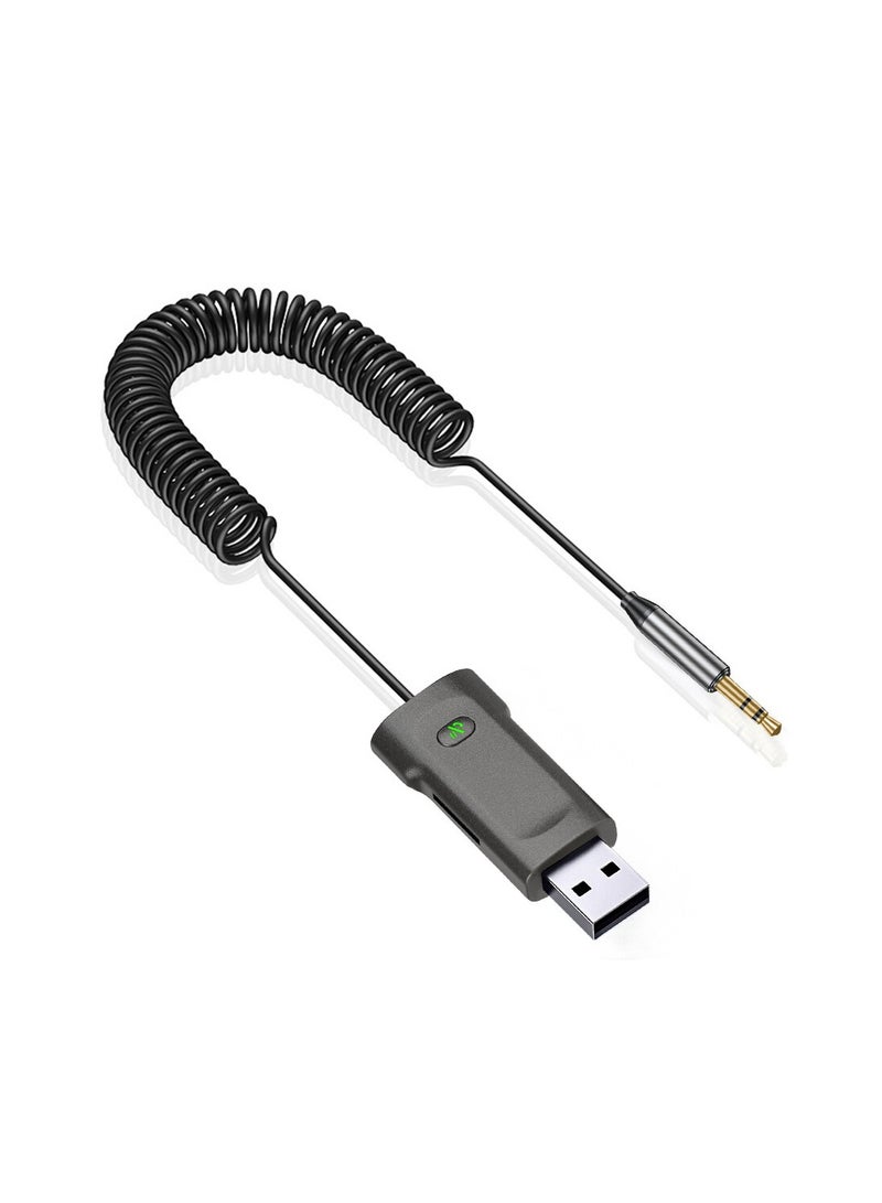 Chappeline UX02 Wireless Adapter Car USB Bluetooth Receiver 3.5mm BT Car Wireless Audio Receiver - Black - Image 1