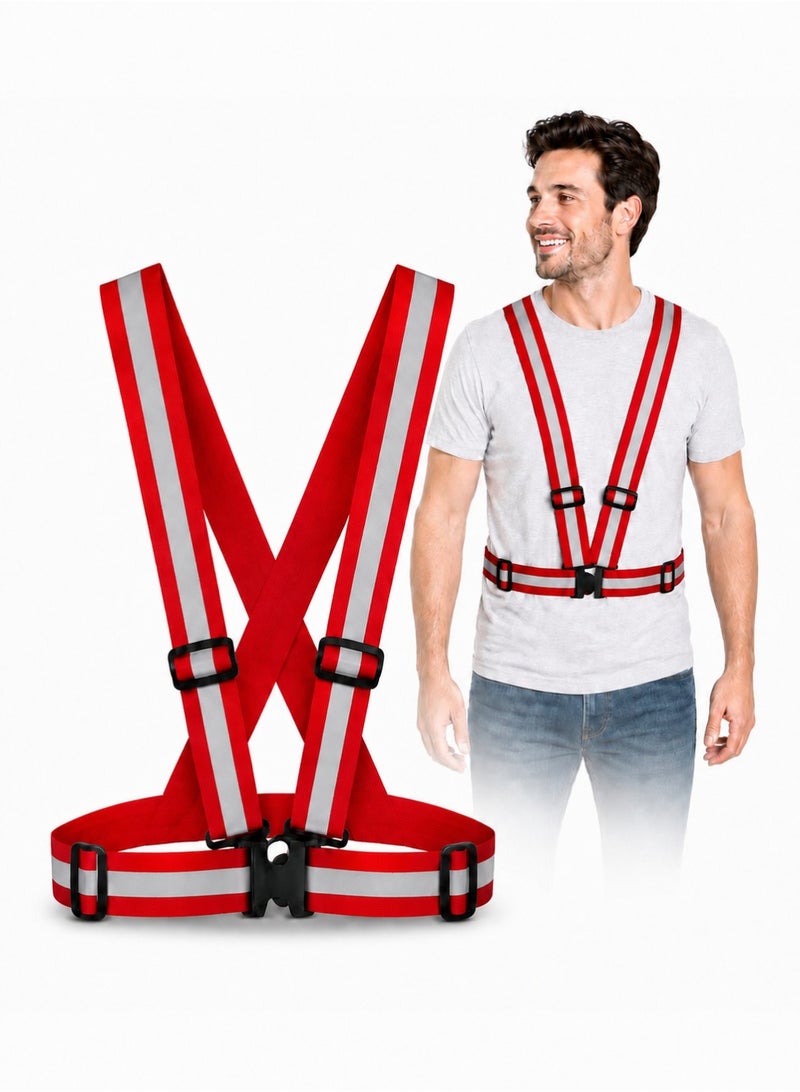 R.VIHAN Adjustable Reflective Safety Vest High Visibility Jacket – Fluorescent Safety Harness Belt for Construction, Traffic Control, Cycling, Running & Warehouse Work – Unisex Free Size - Image 1