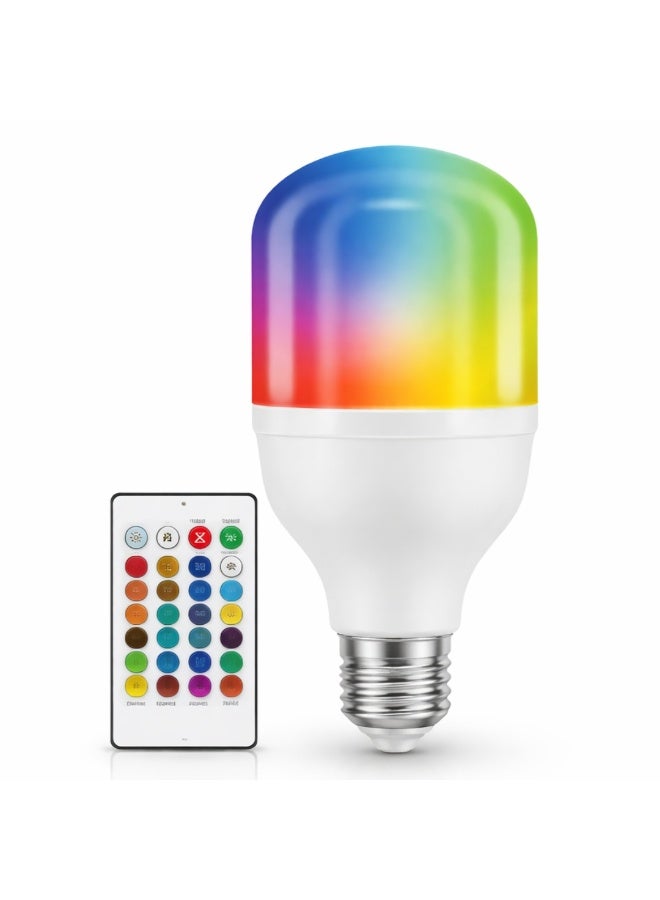 Lukadah RGB LED Light Bulb with Remote Control, 16 Color Changing Smart Bulb, Dimmable E27 Multicolor Lamp, Energy Saving LED Light, Adjustable Brightness & Modes for Bedroom, Living Room, Home Decoration Lighting (Multi-colour) - Image 1