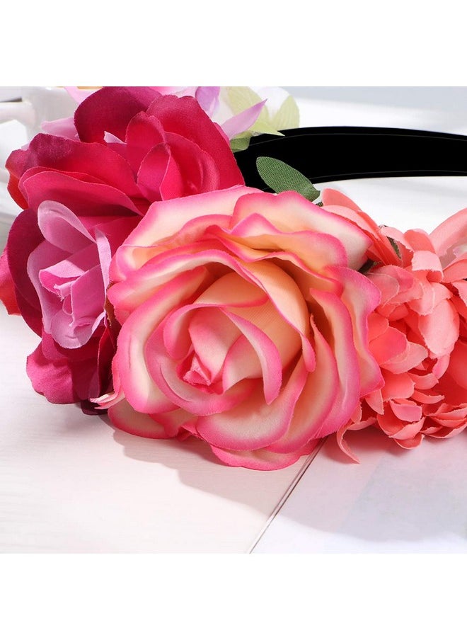 Amosfun - Mexican Flower Headband Rose Flower Crown Wedding Headband Headdress For Halloween Masquerade Party Cosplay Headdress - Image 1