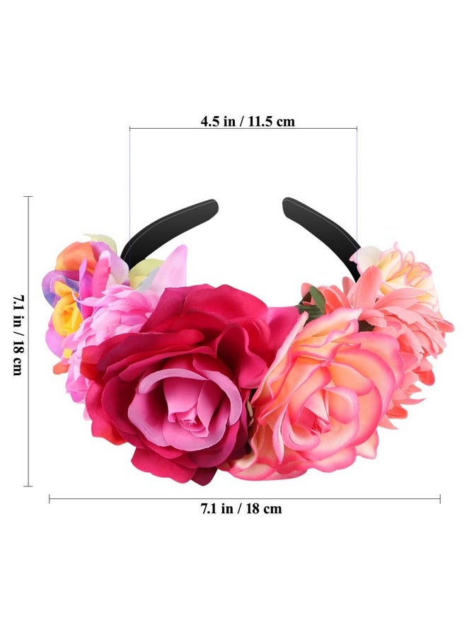 Amosfun - Mexican Flower Headband Rose Flower Crown Wedding Headband Headdress For Halloween Masquerade Party Cosplay Headdress - Image 1