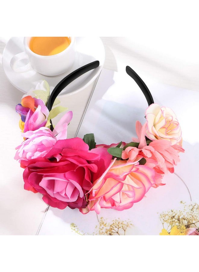 Amosfun - Mexican Flower Headband Rose Flower Crown Wedding Headband Headdress For Halloween Masquerade Party Cosplay Headdress - Image 1
