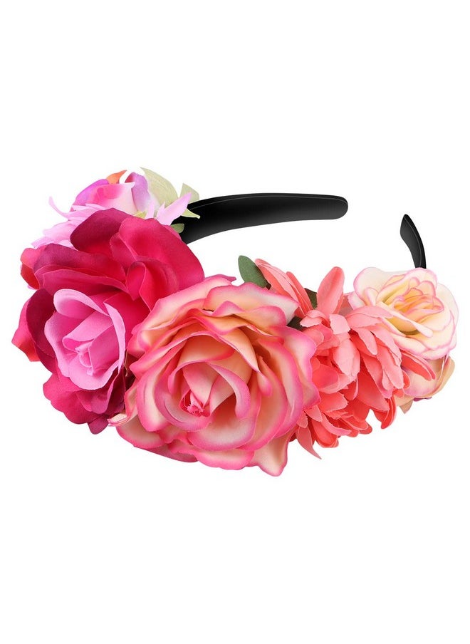 Amosfun - Mexican Flower Headband Rose Flower Crown Wedding Headband Headdress For Halloween Masquerade Party Cosplay Headdress - Image 1