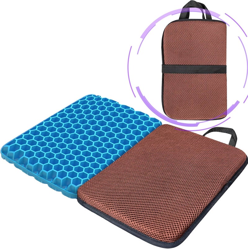 masteymoh Small Foldable Seat Cushion 1-Inch Thick, Portable Gel Seat Cushion for Pressure Relief, Light Portable seat Cushion for Travel seat Cushion, Foldable for Easier Storage (Coffee) - Image 1