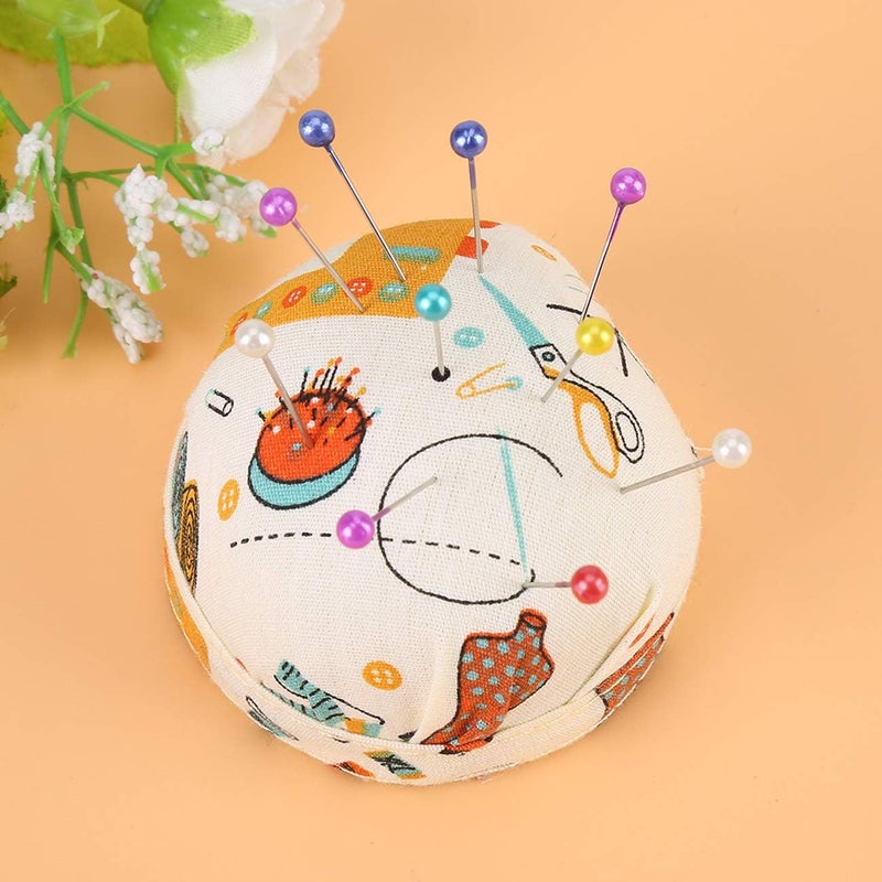 klarako 500Pcs Pearl Needles Quilting Pins Packed in Pink Fabric Covered Pin Cushion Bottle Wedding Decorating Tool Sewing Crafts (Orange) - Image 3