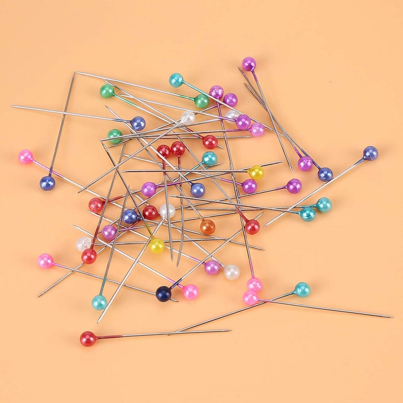 klarako 500Pcs Pearl Needles Quilting Pins Packed in Pink Fabric Covered Pin Cushion Bottle Wedding Decorating Tool Sewing Crafts (Orange) - Image 4