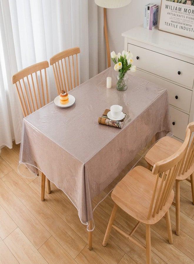 Pioggia مفرش طاولة مربع من الفينيل الشفاف شديد التحمل من بيوجيا، بحواف مخيطة، مقاوم للماء والزيوت والبقع، غطاء طاولة بلاستيكي واقٍ - Image 3