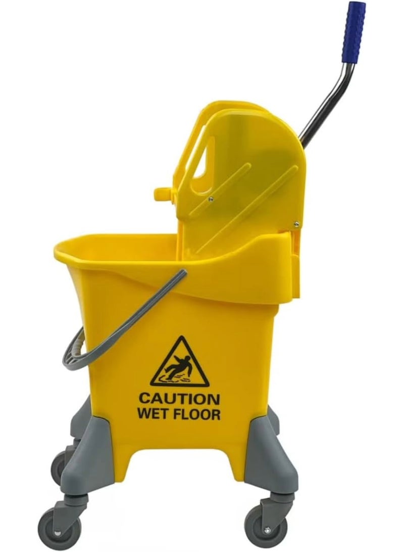 Amber Home Mop Bucket with Deluxe Wringer – 25 Liter Commercial Yellow Mop Trolley with Side Press and Wheels | Heavy-Duty Plastic Cleaning Bucket for Janitorial Use | Ideal for Industrial & Home Cleaning - Image 2