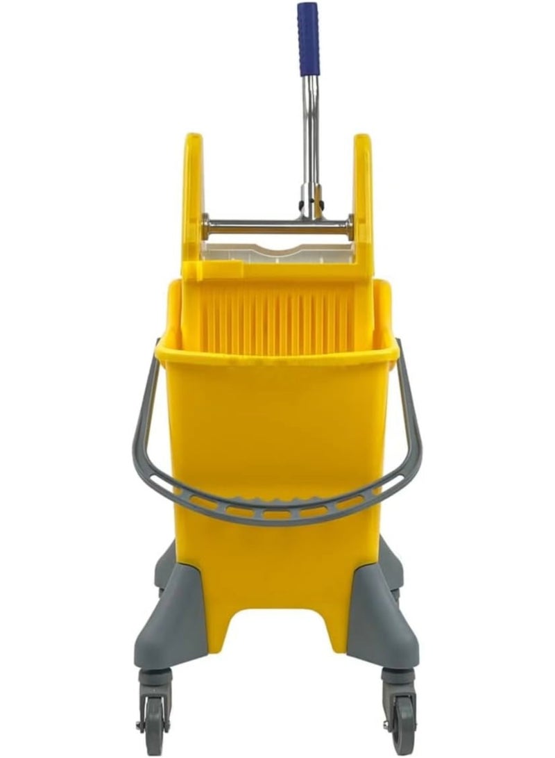 Amber Home Mop Bucket with Deluxe Wringer – 25 Liter Commercial Yellow Mop Trolley with Side Press and Wheels | Heavy-Duty Plastic Cleaning Bucket for Janitorial Use | Ideal for Industrial & Home Cleaning - Image 3