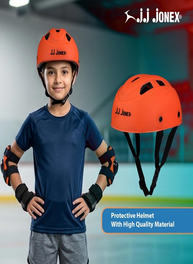 Jonex JJ JONEX Adjustable Roller Skates for Adults and Youth - Outdoor & Indoor Illuminating Skates (MYC) (Super Tenacity Orange Combo Age 6-11 Year PVC Helmet Size Medium) - Image 1