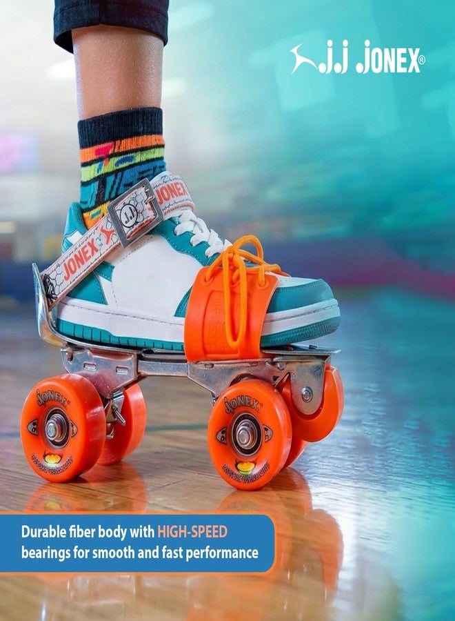 Jonex JJ JONEX Adjustable Roller Skates for Adults and Youth - Outdoor & Indoor Illuminating Skates (MYC) (Super Tenacity Orange Combo Age 6-11 Year PVC Helmet Size Medium) - Image 3