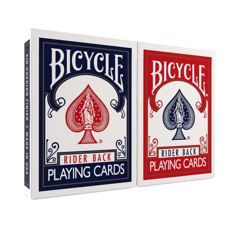 Bicycle Rider Back Playing Cards, Standard Poker Size Deck of Cards, Red & Blue (2 Pack), Classic Cards for Poker, Blackjack, Family Game Night & Card Games, Fun for All Ages - Image 1