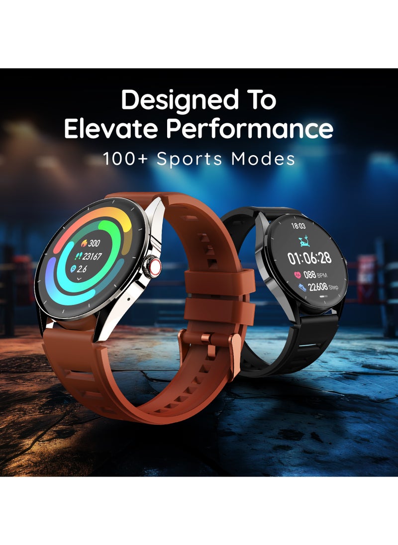 Pebble - Pebble Cosmos Valor 1.43" ( 3.63 cm)Amoled Display, Bright HD Display 700 Nits, Always On Display, BT Calling, One time BT Connect, Health Suite, AI Voice Assitance, Multiple Sports Mode, Alarm & Notification, Step Pedometer, Sleep Monitor, Roting Crown - Image 1